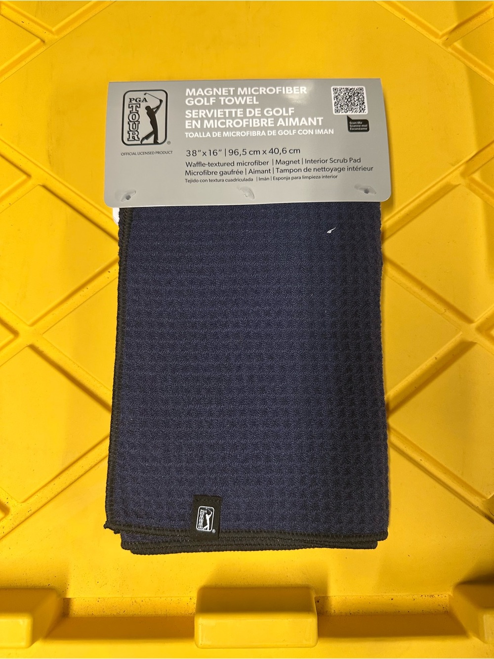 PGA Tour Navy Blue Waffle-Texture Microfiber Golf Towel